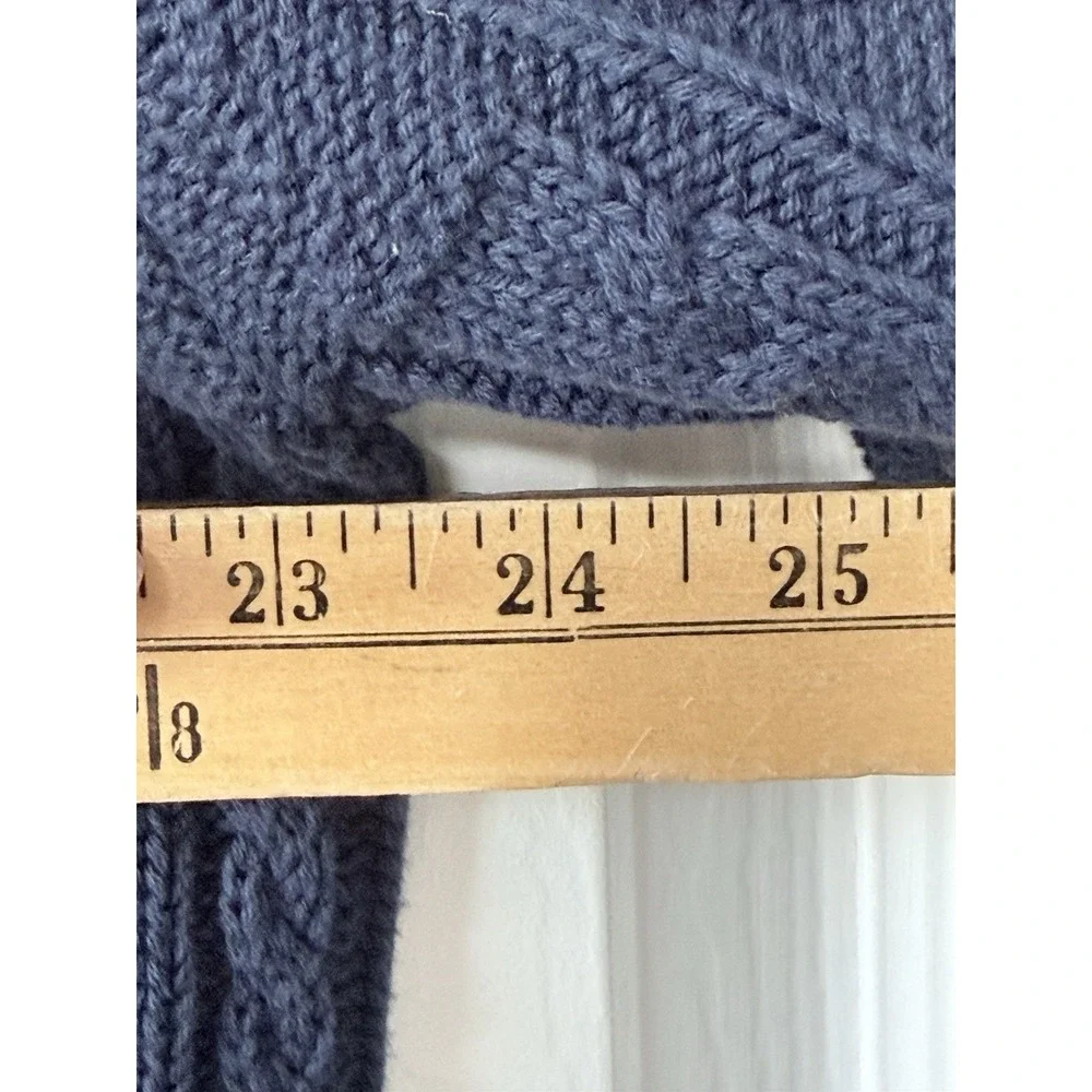 SCANDIA WOODS Men's Blue Cable Knit Cotton Crew Sweater Pullover -‎ LARGE